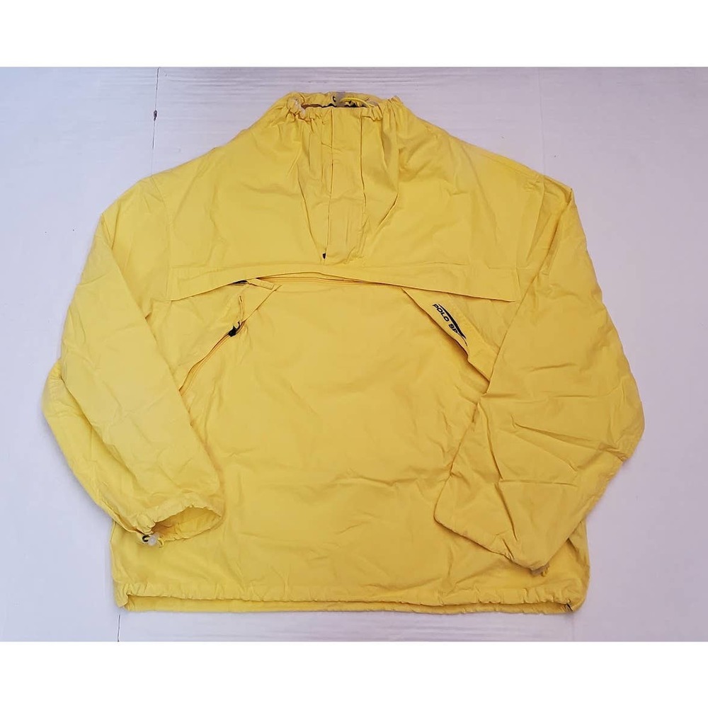 Vintage 90s Polo Sport Ralph Lauren RL Yellow Anorak Rain Jacket Coat Mens XL